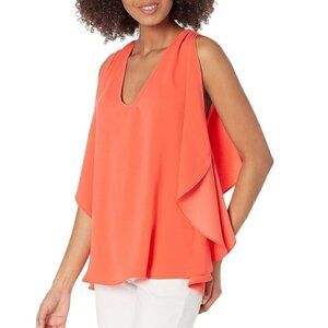Trina Turk 'Haipo' Sleeveless Draped-Side Crepe Top, Poppy